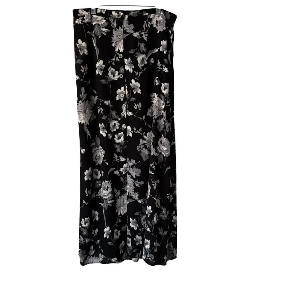 Wild Fable Skirt New S Black Floral‎ Button Front High Waist Whimsigoth Witchy